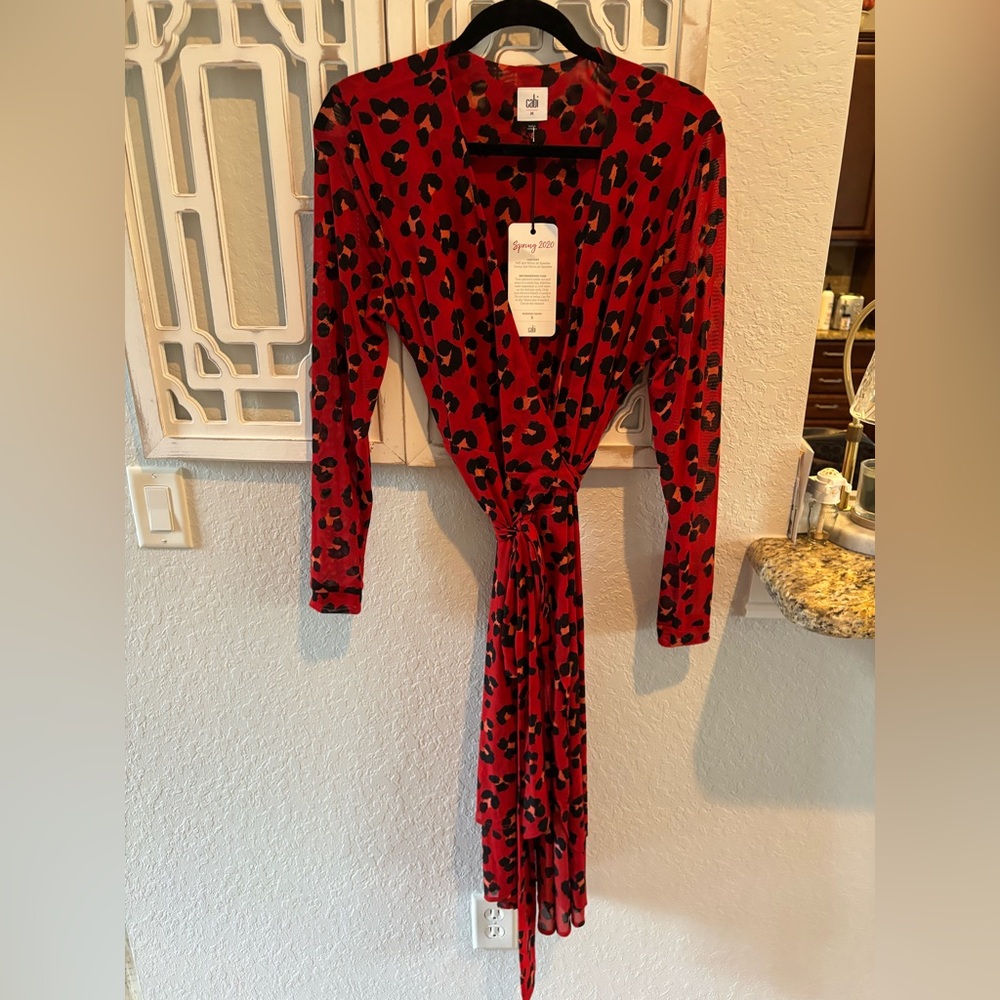 CAbi Red and Black Bodycon Maxi Dress